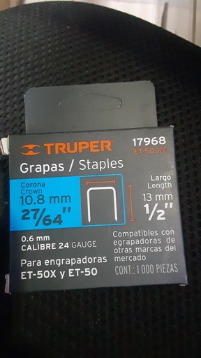 [17968] GRAPAS PARA GRAPADORA TRUPER 1/2 17968