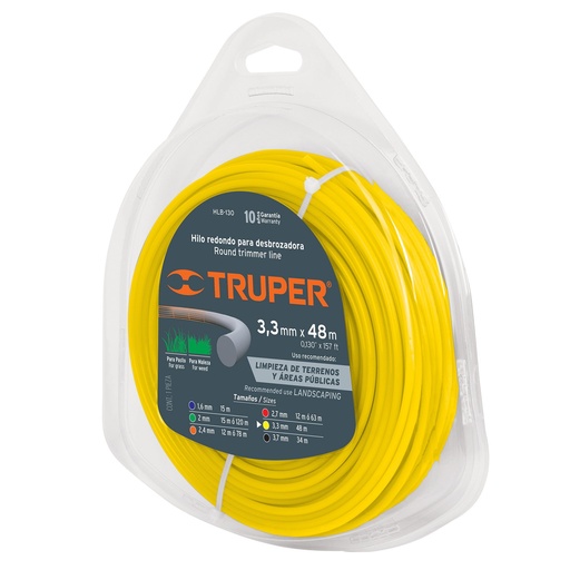 [17630] HILO PLASTICO REDONDO PARA SHINDAIWA 3.3MM AMARILLO TRUPER 17630