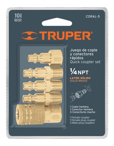 [19081] JUEGO COPLE/CONECTORES P/COMPR F/M 5PCS TRUPER 19081