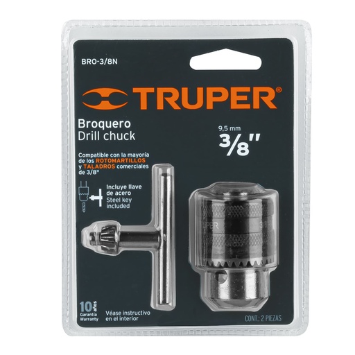 [16477] MANDRIL PARA TALADRO C/LLAVE 3/8" TRUPER