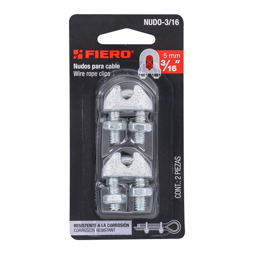 [44083] GAPA P/CABLE ACERO B NUDO 3/16 2 PCS FIERO