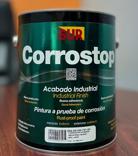 [506-09100-701-06] PINTURA CORROSTOP INDUSTRIAL NEGRO BRILLANTE1 GALON 1006 SUR