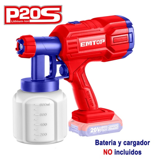 [ELSG2002] EMTOP PISTOLA SPRAY INDUSTRIAL 800ML ELSG2002  (SIN BATERIA)