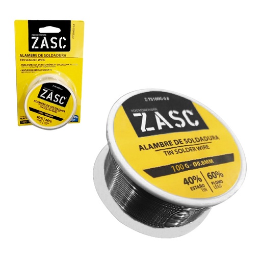 [FE-1464] ESTAÑO ZASC ROLLO 1.0MM 100GRS SOLDER WIRE+ROSIN FE-1464