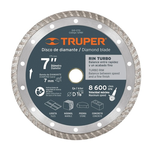 [12981] DISCO DIAMAN 7 TRUPER DDT-1527T P/GRANITO/MARMOL  12981