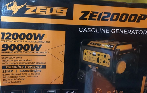[ZE12000P] GENERADOR DE GASOLINA 9000W A 12000W ZEUS 