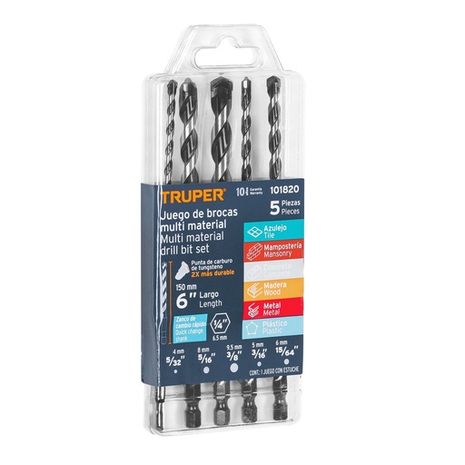 [101820] JGO BROCAS DE TALADRO DE IMPACTO TRUPER 101820