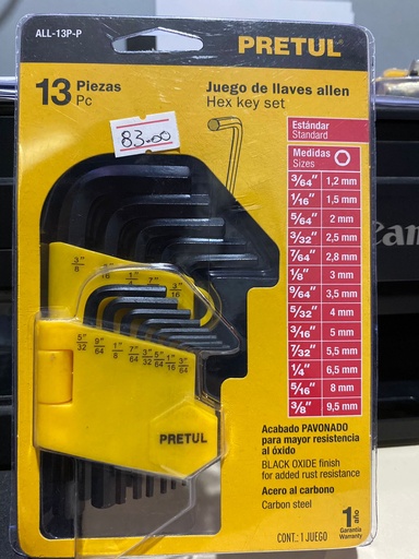 [21856]  LLAVES ALLEN JUEGO DE 13 PCS