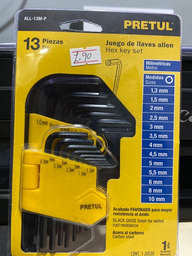 [21857]  LLAVES ALLEN  JUEGO DE 13 PCS PRETUL 
