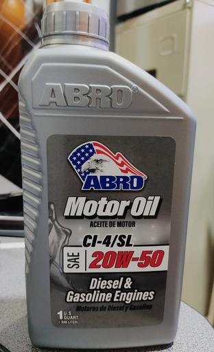 [MO-20-50-SL-CI4-QT] ACEITE MOTOR 20W-50  ABRO 