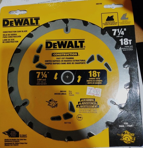 [DW3192] DISCO S. CIRCULAR 7.1/4 18DT DEWALT