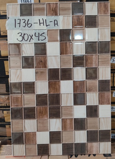 [1736-HL-A] CERAMICA P/PARED 30X35 [1736-HL-A] (1METRO) CAFE CUADRICULADA