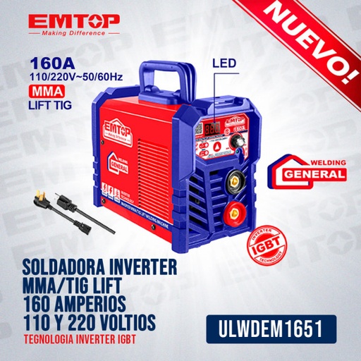 [ULWDEM1651] SOLDADORA INDUS.  INVERTER 100/220V INVERTER EMTOP ULWDEM1651