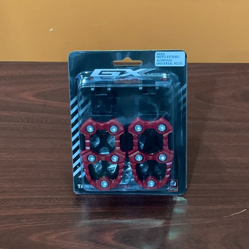 [9055] ESTRIBO PARA MOTO UNIVERSAL DE ALUMINIO ROJO