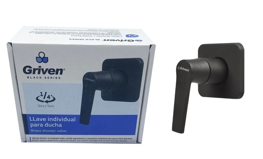 [A367-BV-016] VALVULA PARA DUCHA NEGRA CUADRADA GRIVEN 