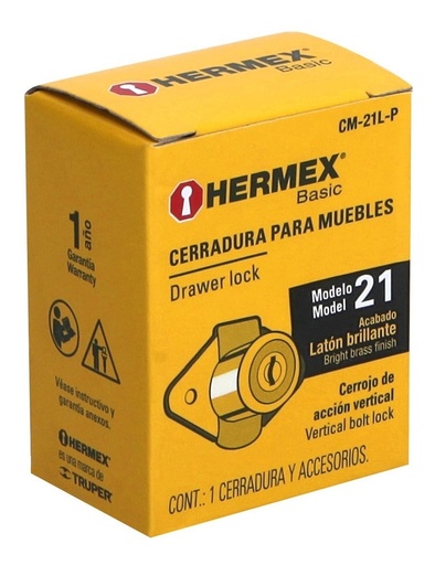 [23505] LLAVIN P/GAVETA HERMEX CM-21L-P DORADO
